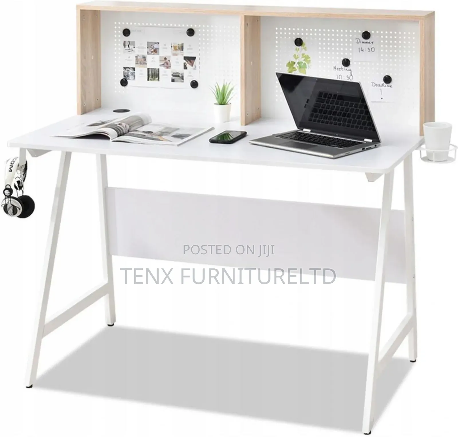 Modern Desk With Organizer (White Oak)