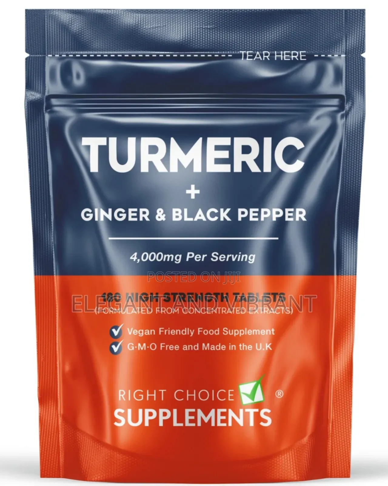Turmeric, Ginger + Black Pepper 4000mg- 180 Curcumin Tablets