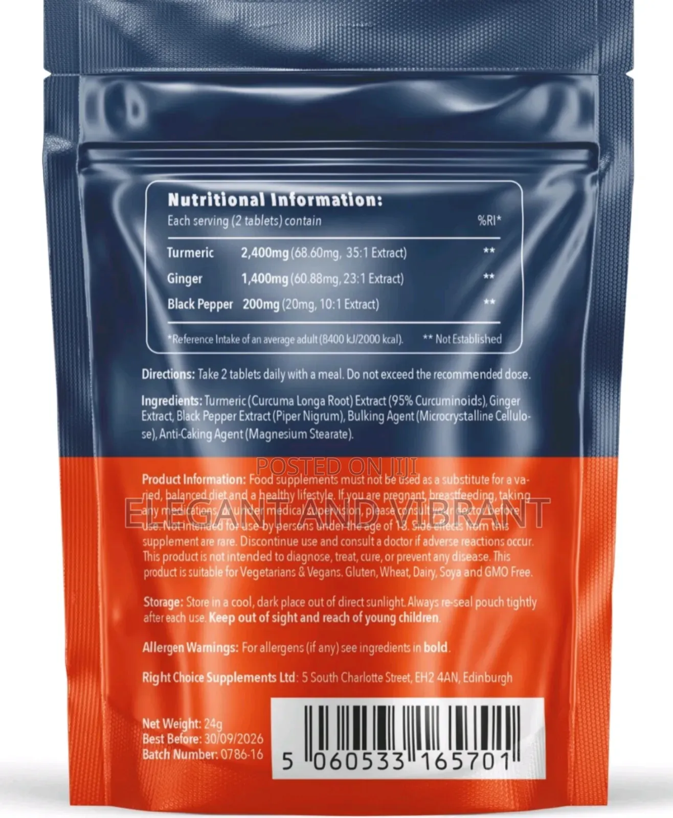 Turmeric, Ginger + Black Pepper 4000mg- 180 Curcumin Tablets