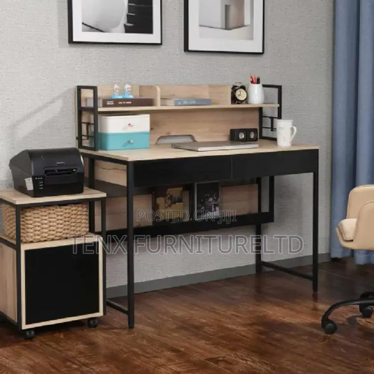 Computer Desk With Shelve - (Natural Black)