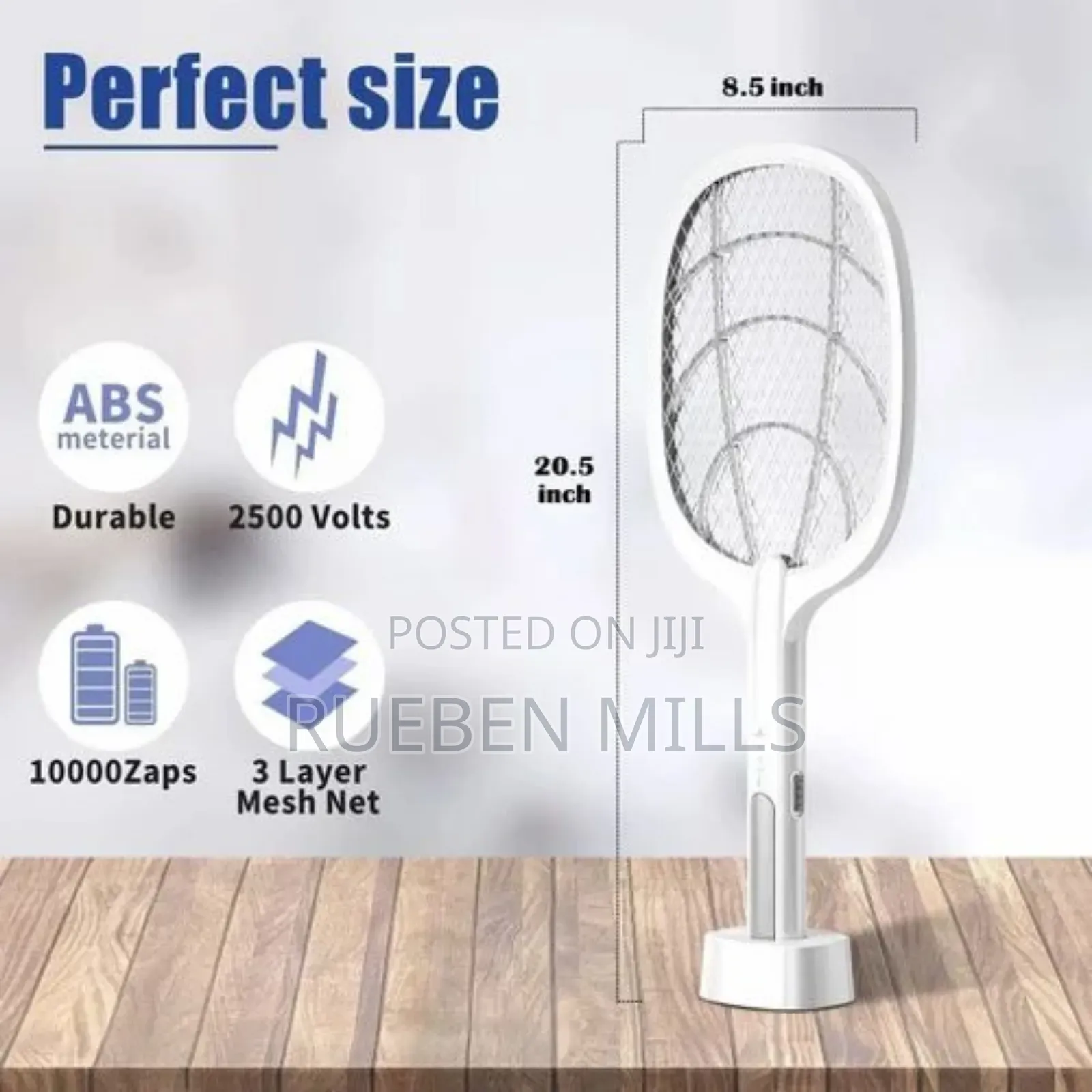 Electric Mosquito Killer Swatter Bat Racket With Stand.