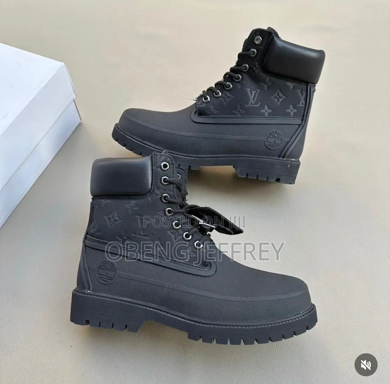Original Louis Vuitton Timberland Boots Black