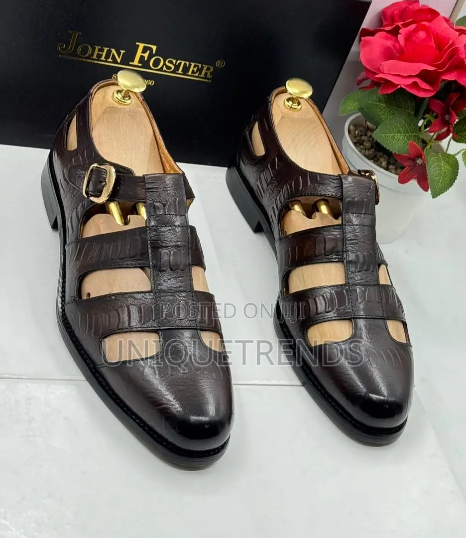 High Quality John Foster Leather Sandals (Coffee)