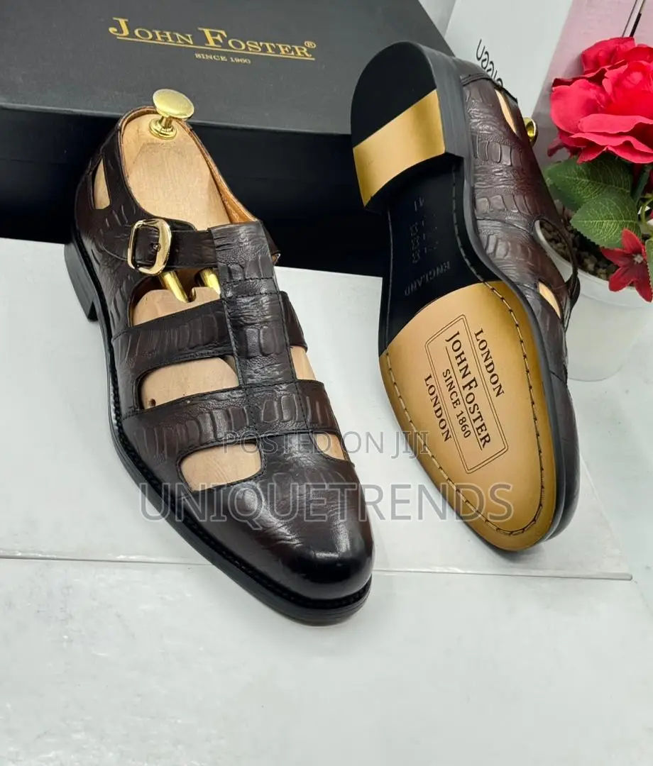 High Quality John Foster Leather Sandals (Coffee)
