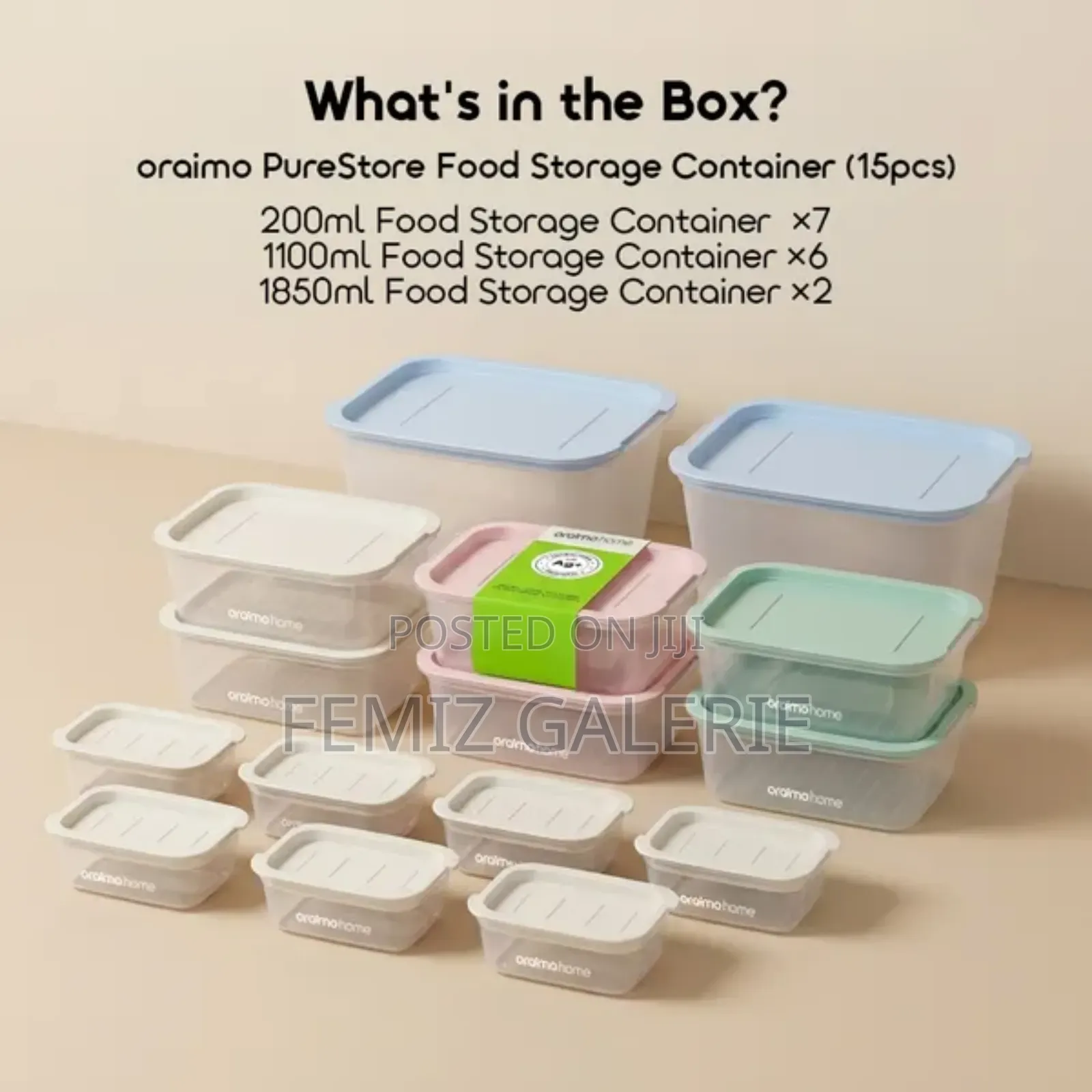 Oraimo Purestore Silver Ion Freshness Pp Food Storage Container-15pcs