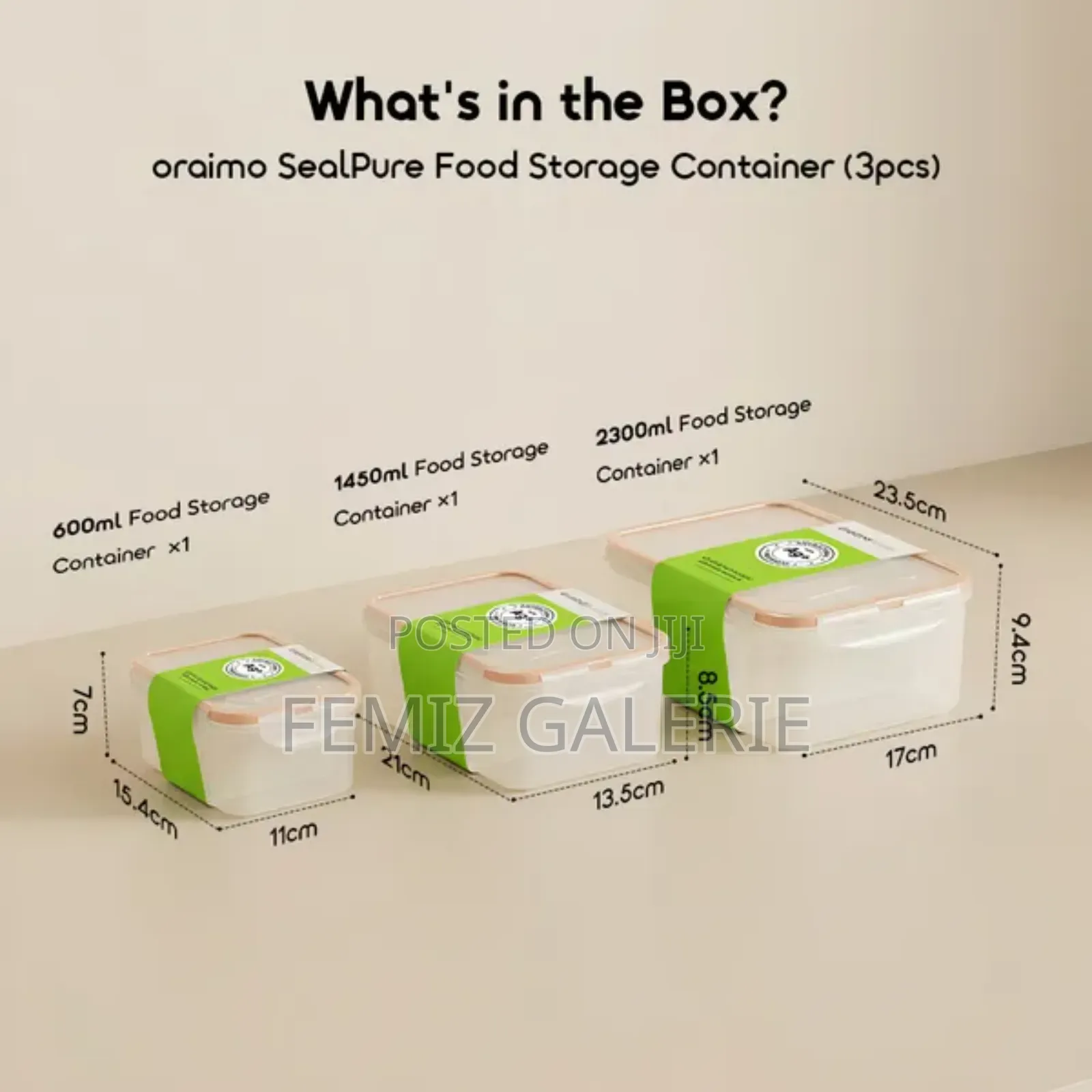 Oraimo Sealpure Silver Ion Protection Food Storage Container Set-3pcs