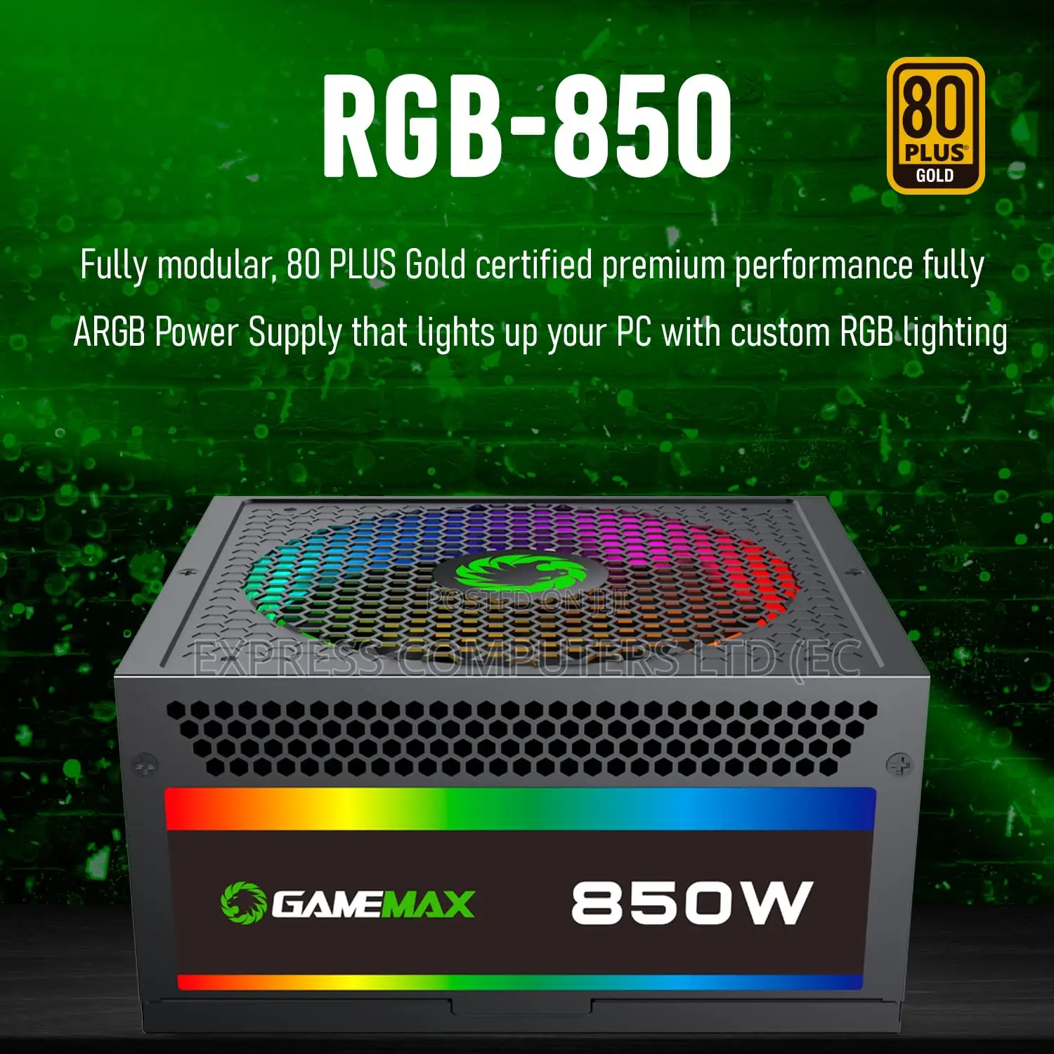 Gamemax 850w RGB Power Supply, Fully Modular, 80 Plus Gold,Original,