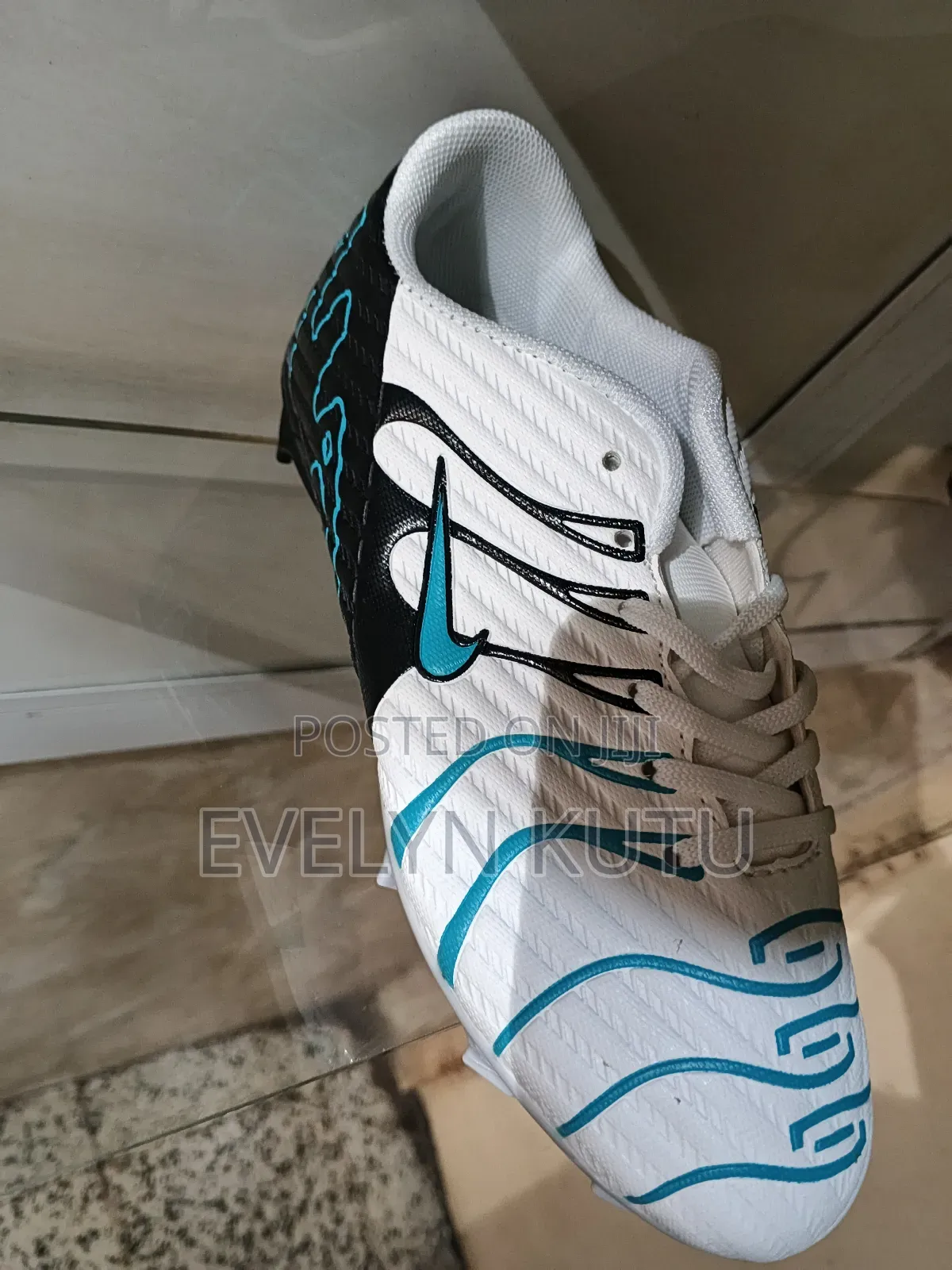Children's Football Boot White and Black
