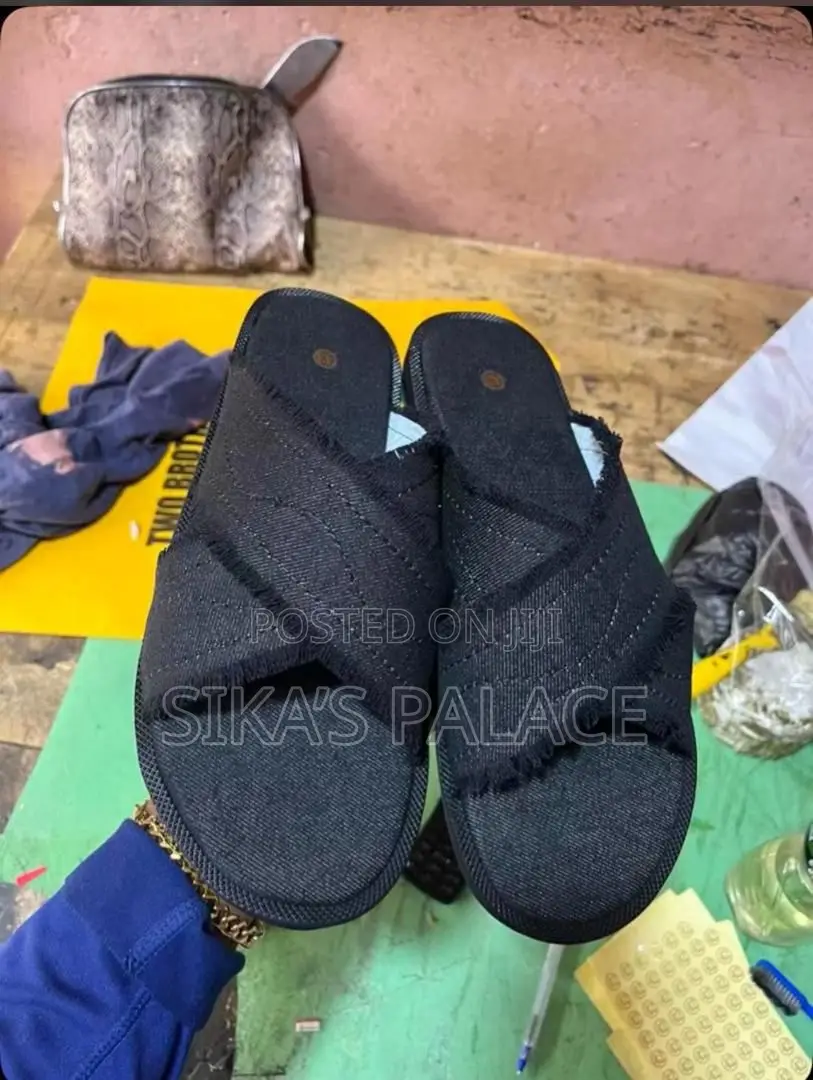 Black Fabric Designer Slippers