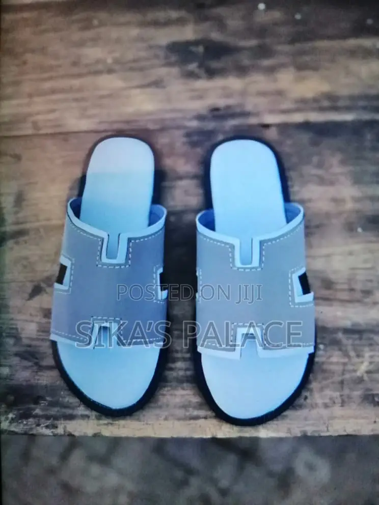 Ash And White Hermes Slippers