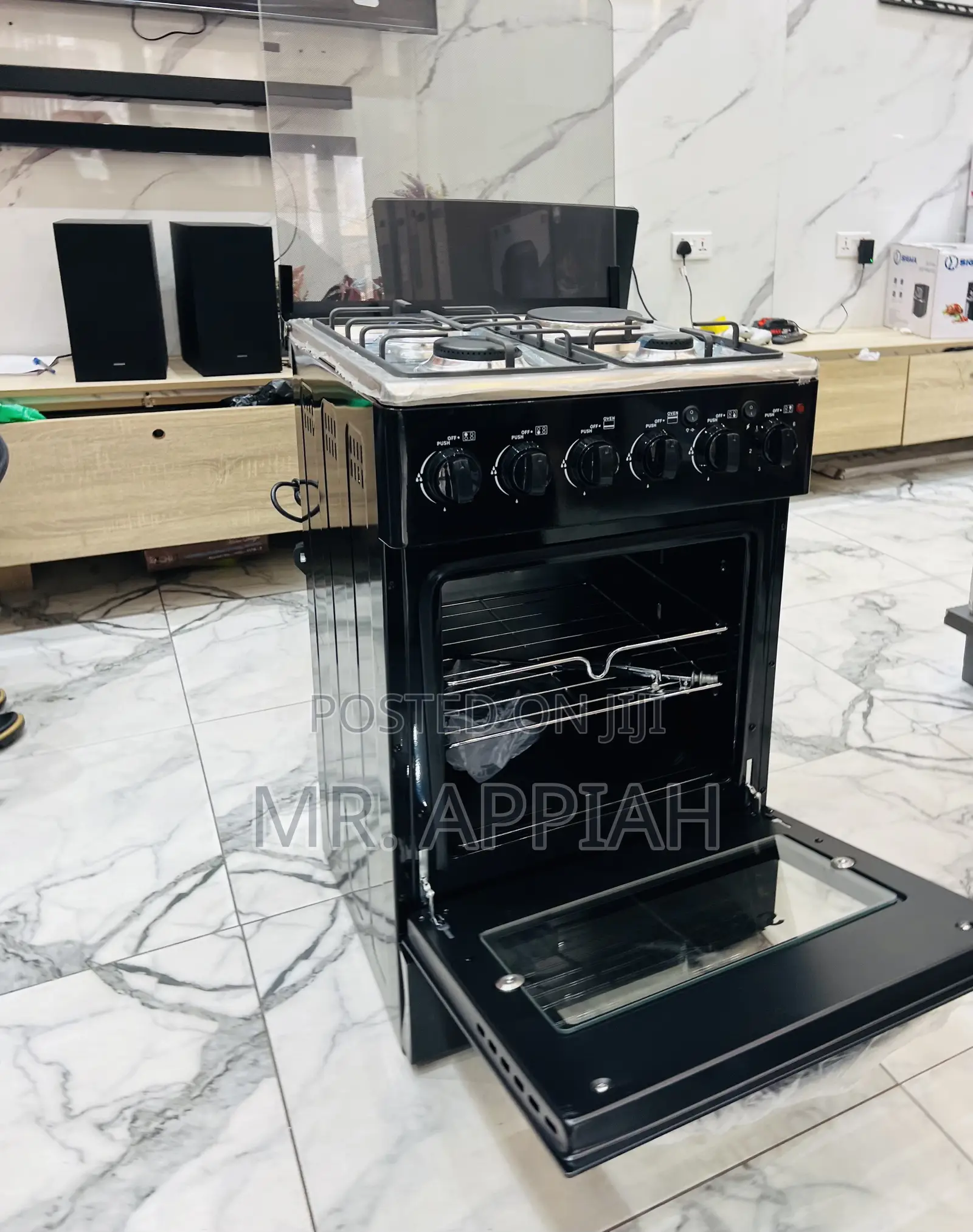 Unique Ailyons 3 Gas With 1 Electric Burner With Oven Grill(Black).