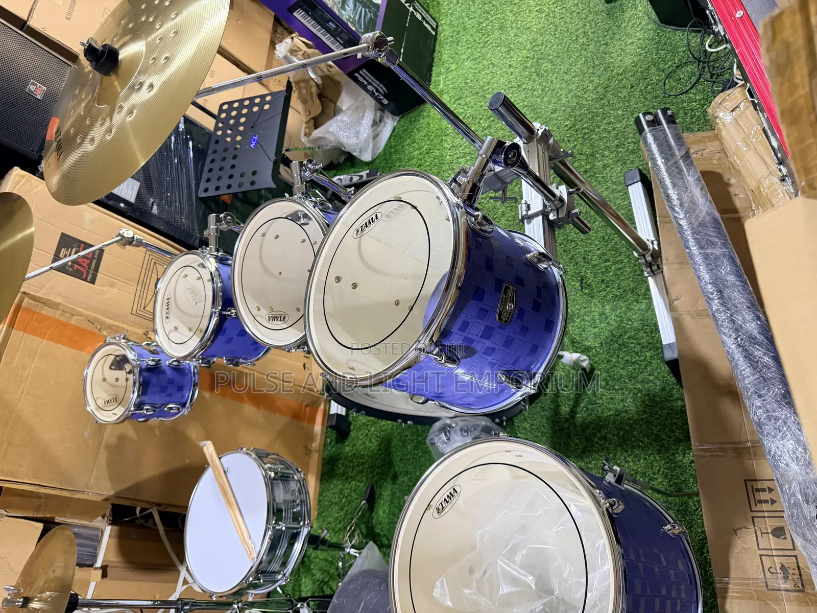 Blue/Purple Patterned Tama Imperial Star 7-piece Drum Set