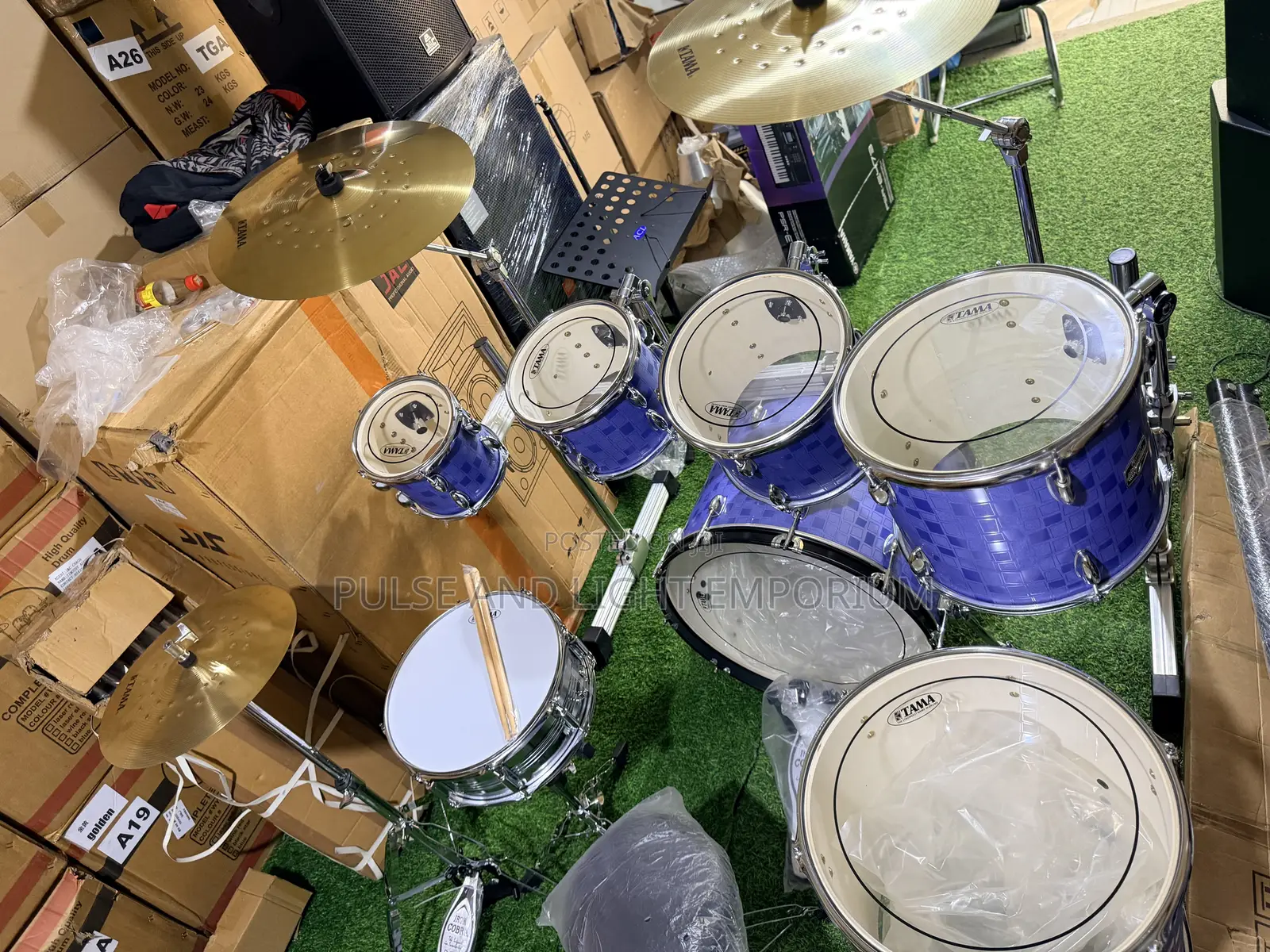 Blue/Purple Patterned Tama Imperial Star 7-piece Drum Set