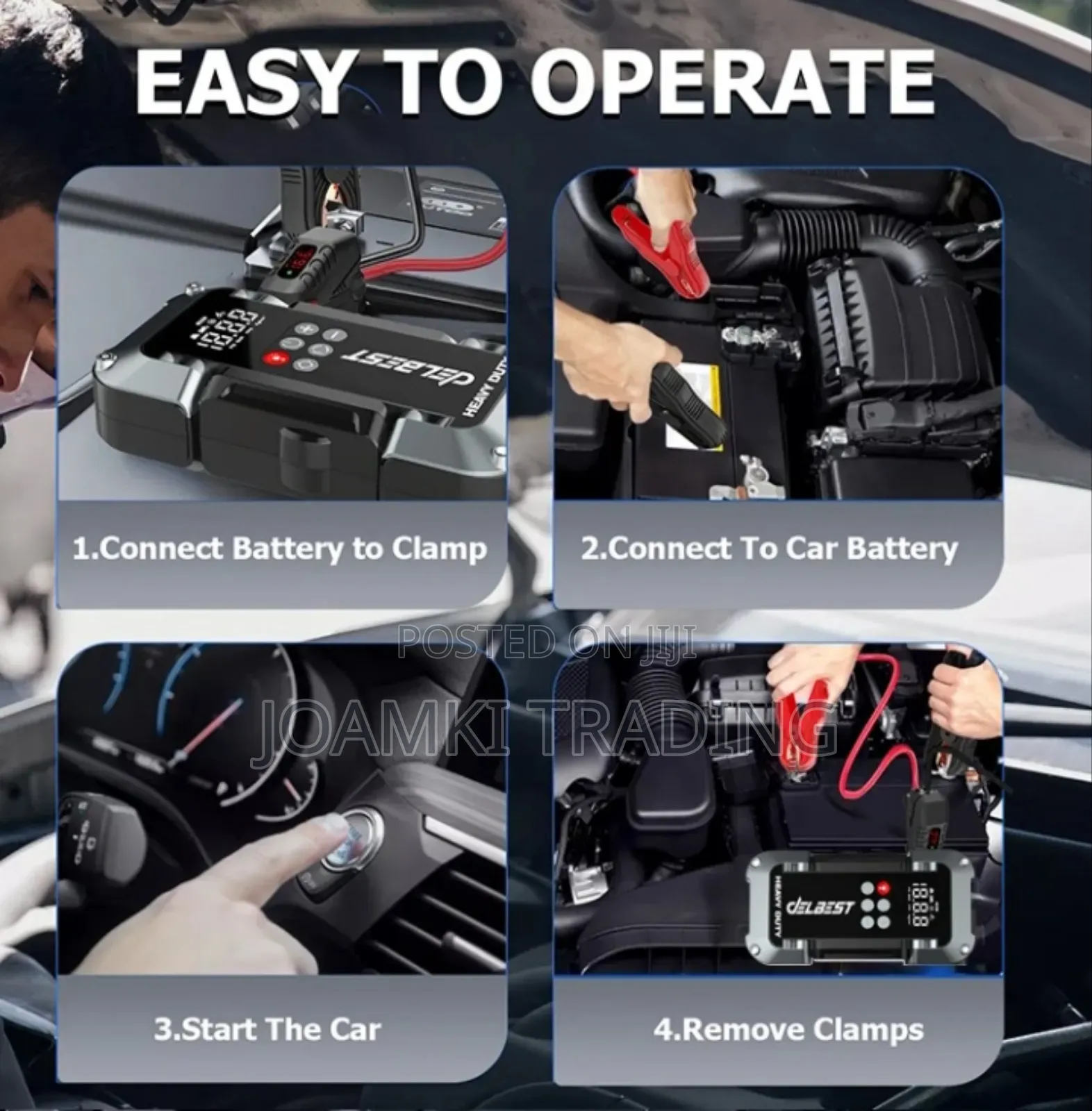 Q20 Jump Starter + Air Inflator/3750a Peak Current, 26000mah Battery