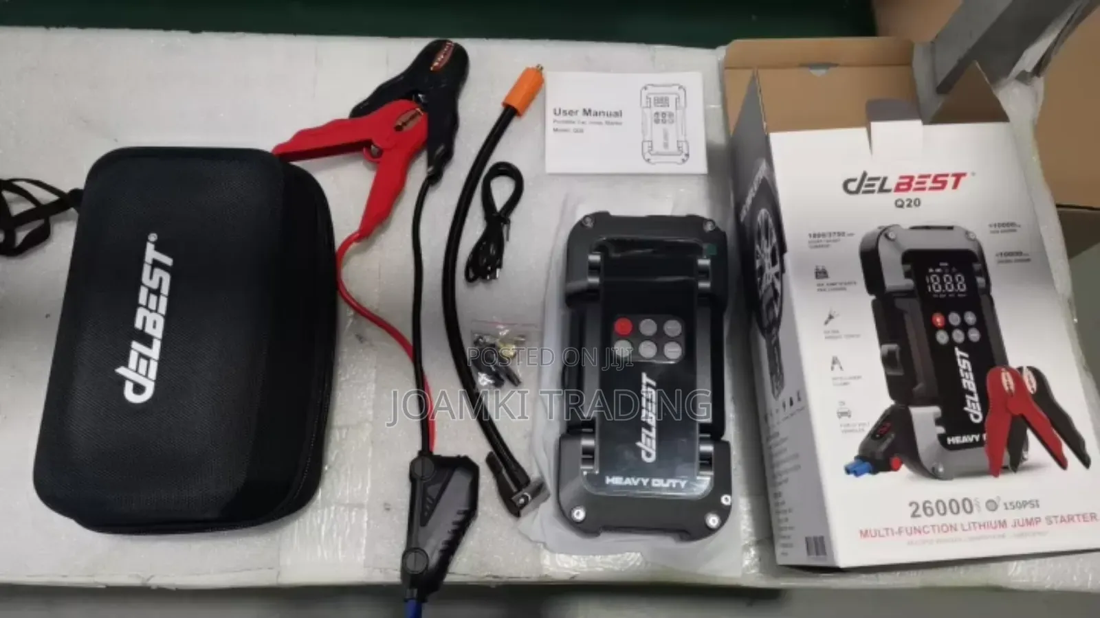 Q20 Jump Starter + Air Inflator/3750a Peak Current, 26000mah Battery