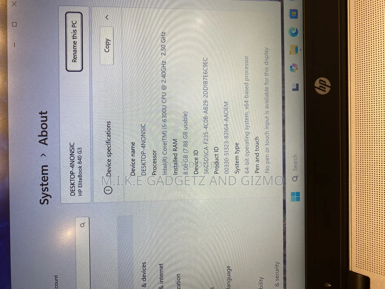 Laptop HP EliteBook 840 G3 8GB Intel Core i5 SSD 256GB