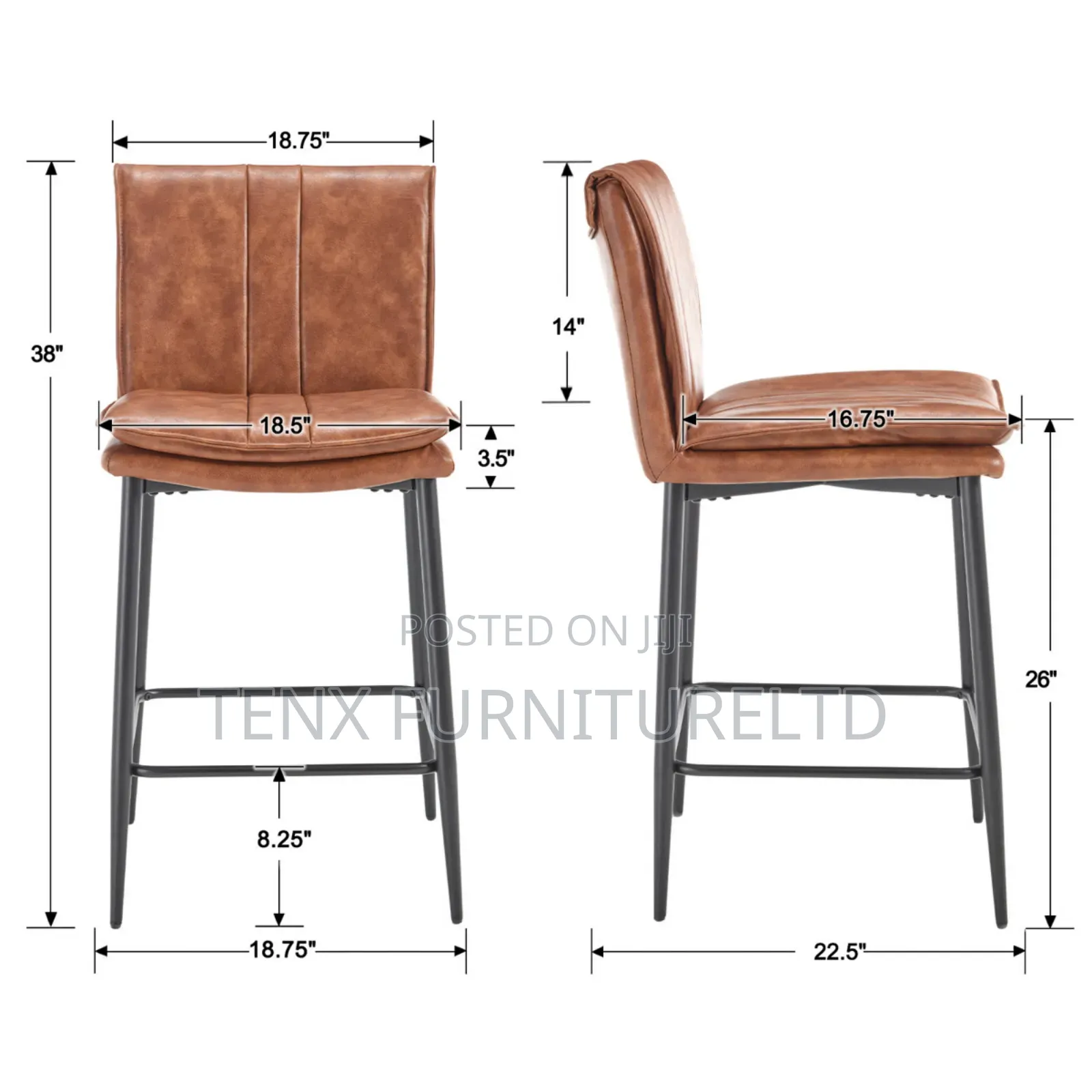 Counter Stool With Backrest (Pair)