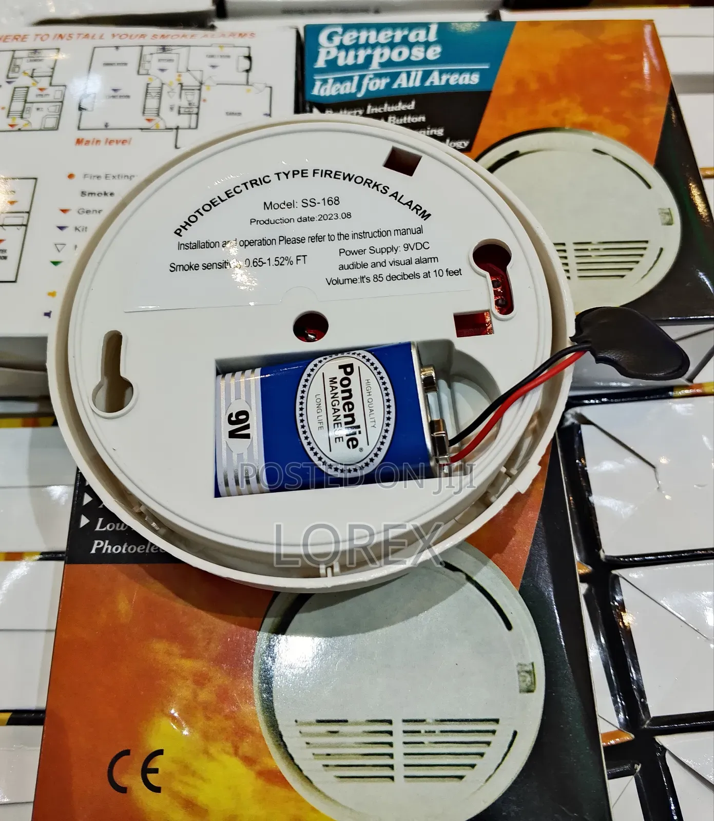 Smoke Detector Wireless Standalone With 9v Battery