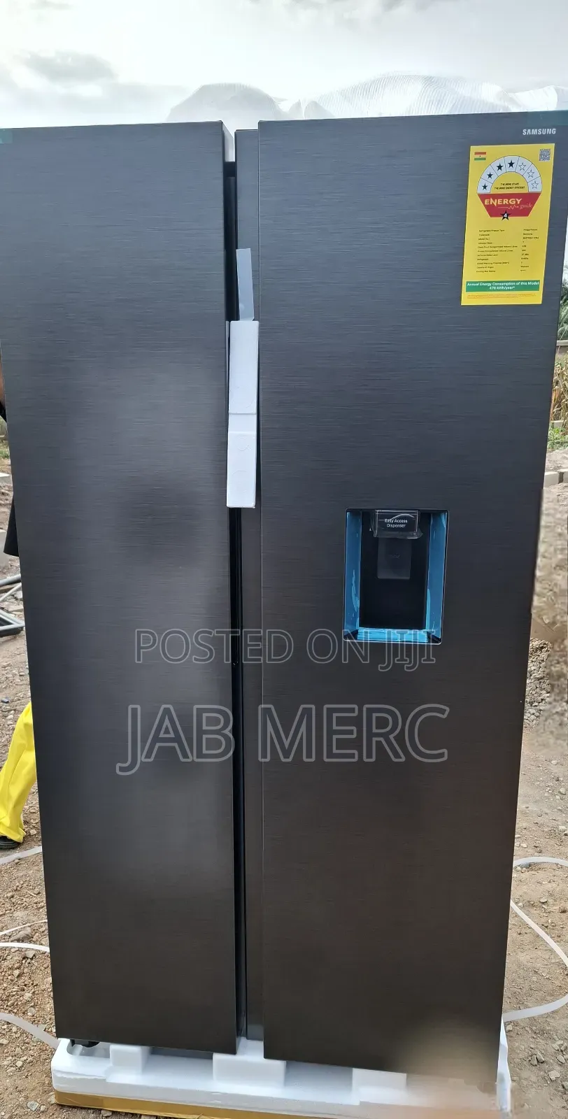 90cm Samsung Fridge Freezer Side by Side Dispenser Doubledoor Darkgrey