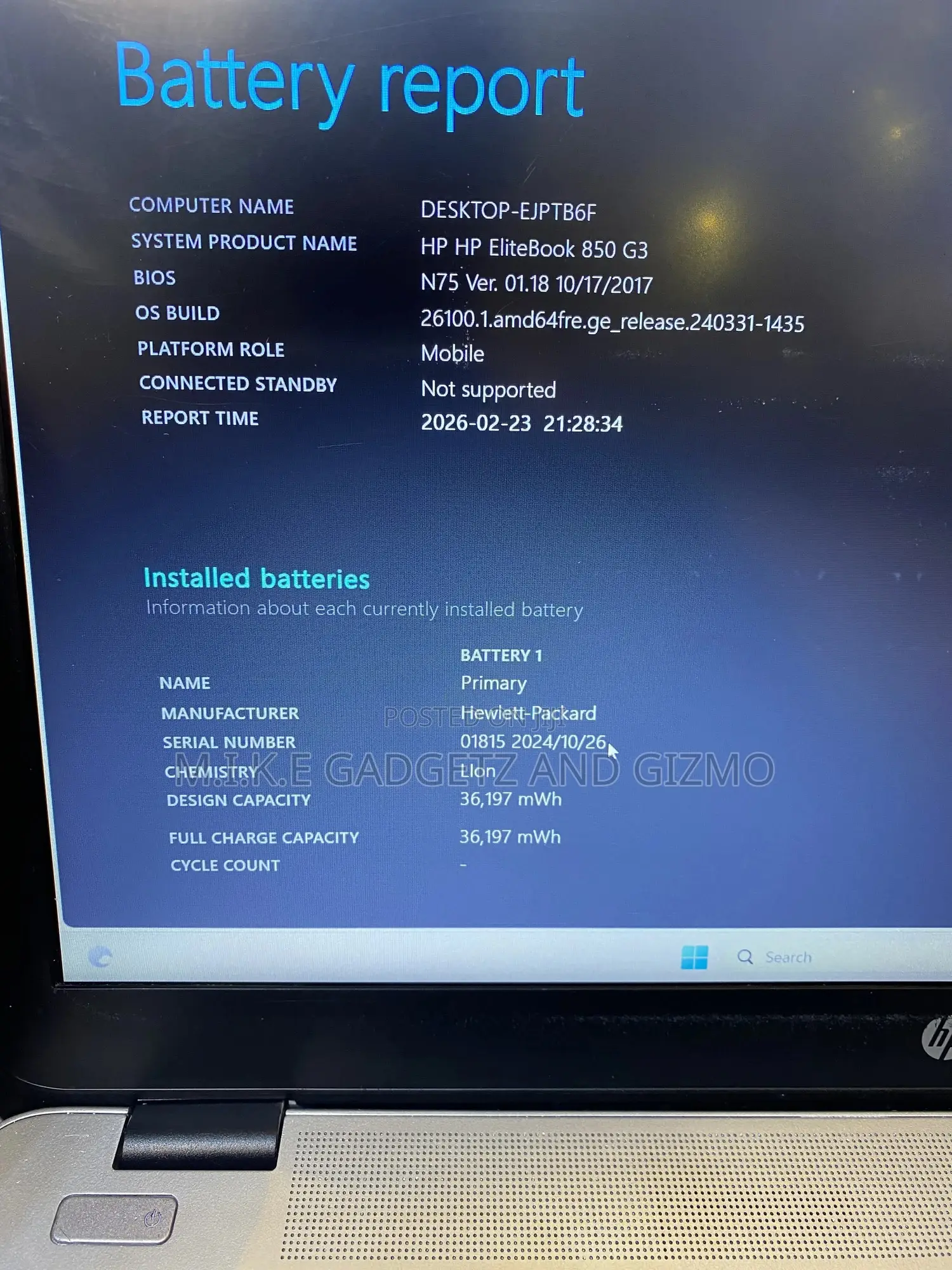 Laptop HP EliteBook 850 G3 8GB Intel Core i5 SSD 256GB