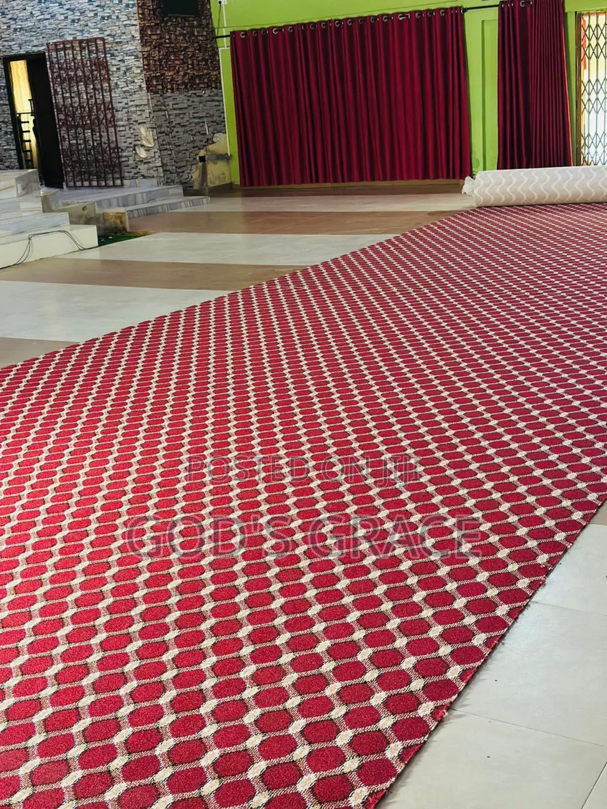 Wine and Gold Industrial Carpet