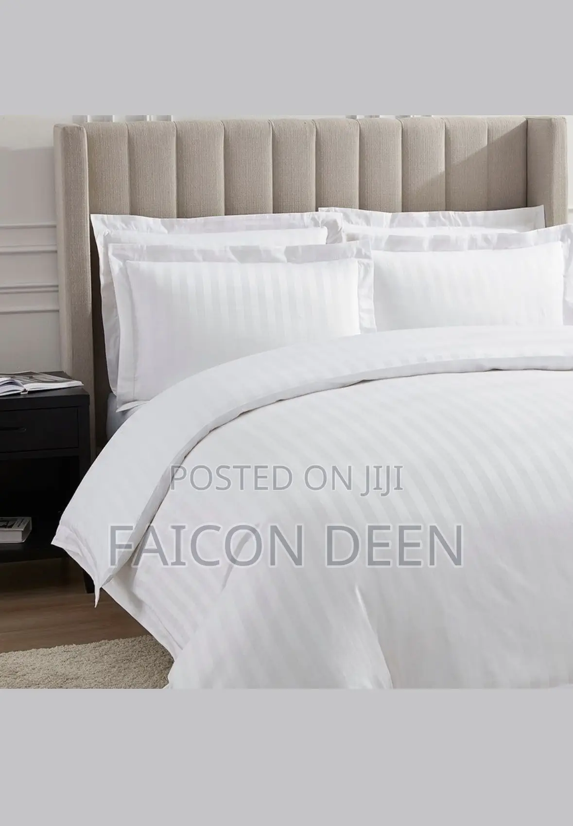 Premium Original Thick White Stripped Cotton Duvet Cover Only