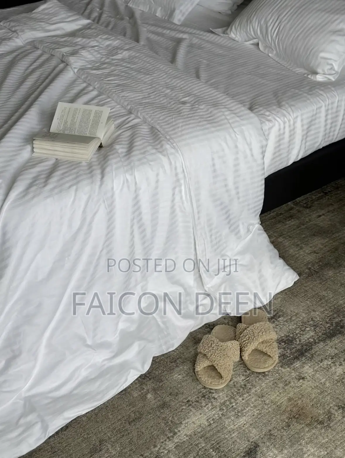 100% Natural Cotton White Stripped Duvet Cover Only