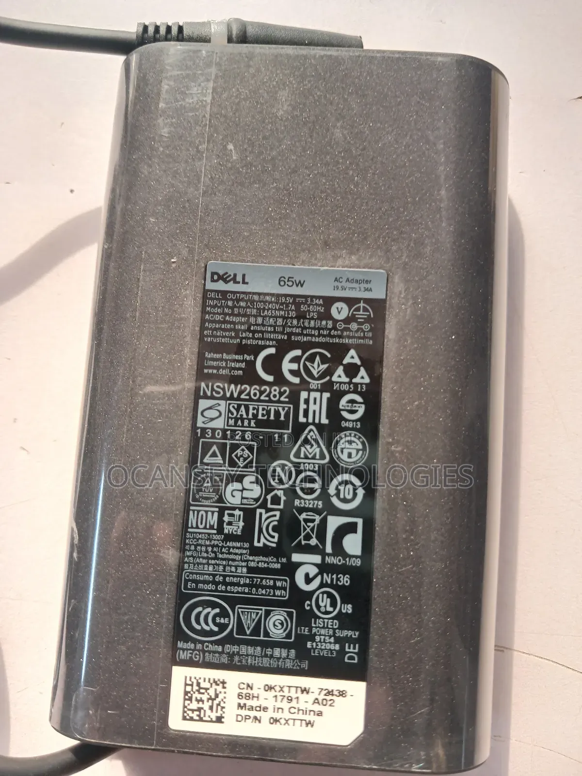 Original Dell Oval Big Pin Charger 65w 19.5v 3.34a