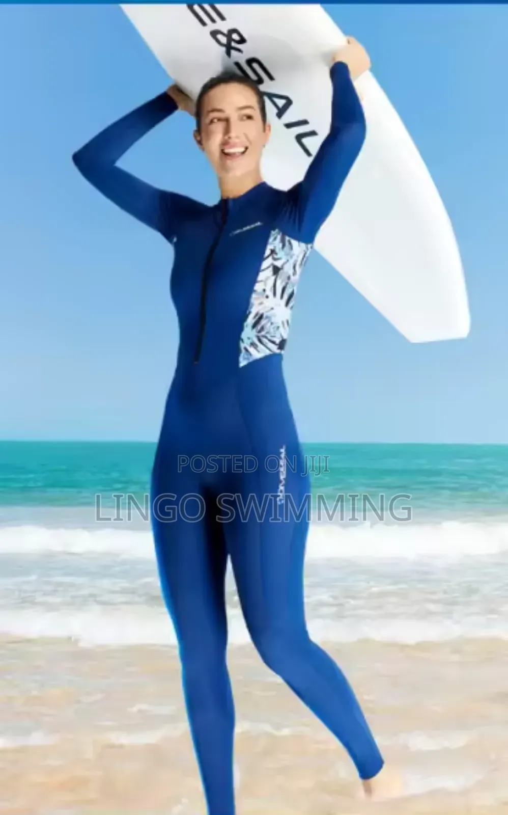 Women’S Long Sleeve Full-Length Swimwear (Zip Front)