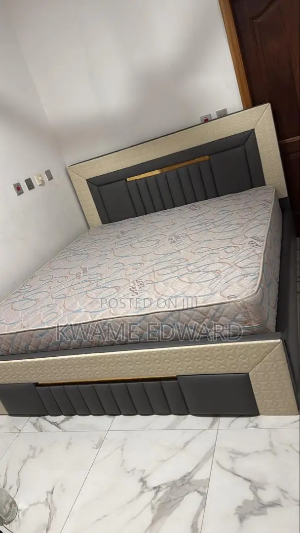 Gray Color Queen Size Bed Frame and Mattress Available