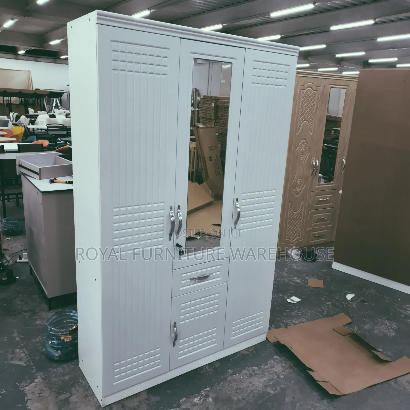 Imported Three-Door Wooden Wardrobe Cabinet
