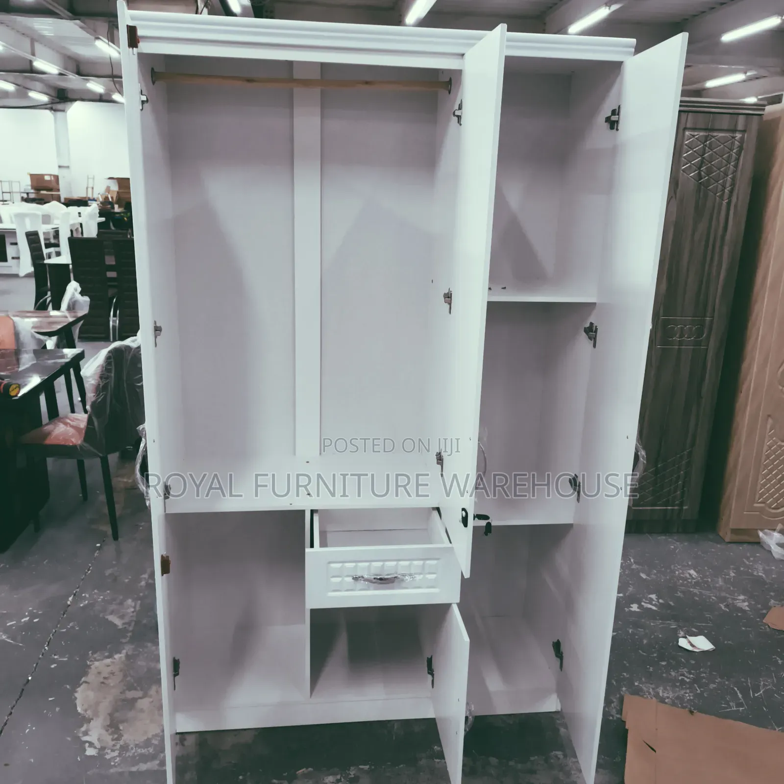 Imported Three-Door Wooden Wardrobe Cabinet