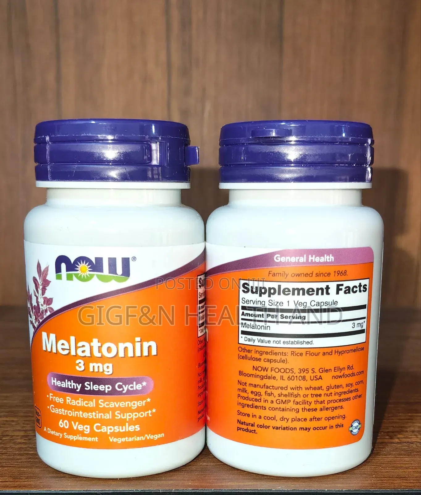 Melatonin, 3mg, 60 Vegcapsules ( Sleep Support)