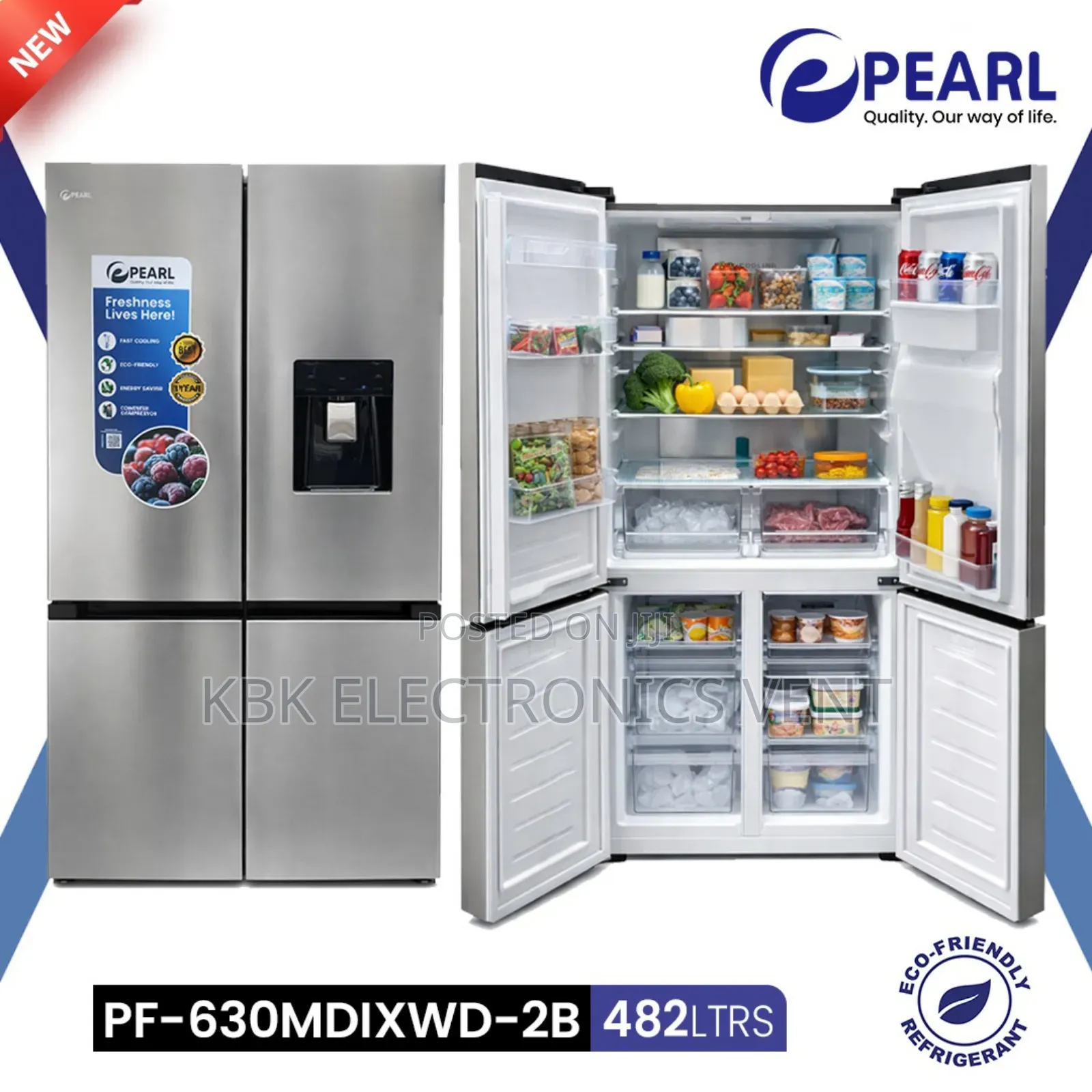 Pearl 482liter Side By Side Refrigerator Water Dispenser