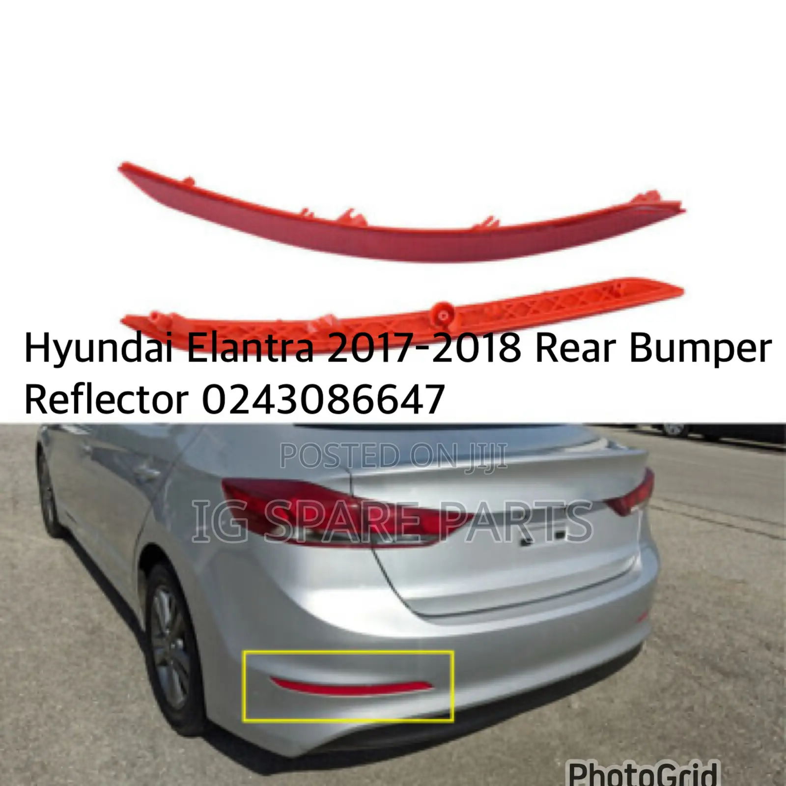 Hyundai Elantra 2017-2018 Rear Bumper Reflector