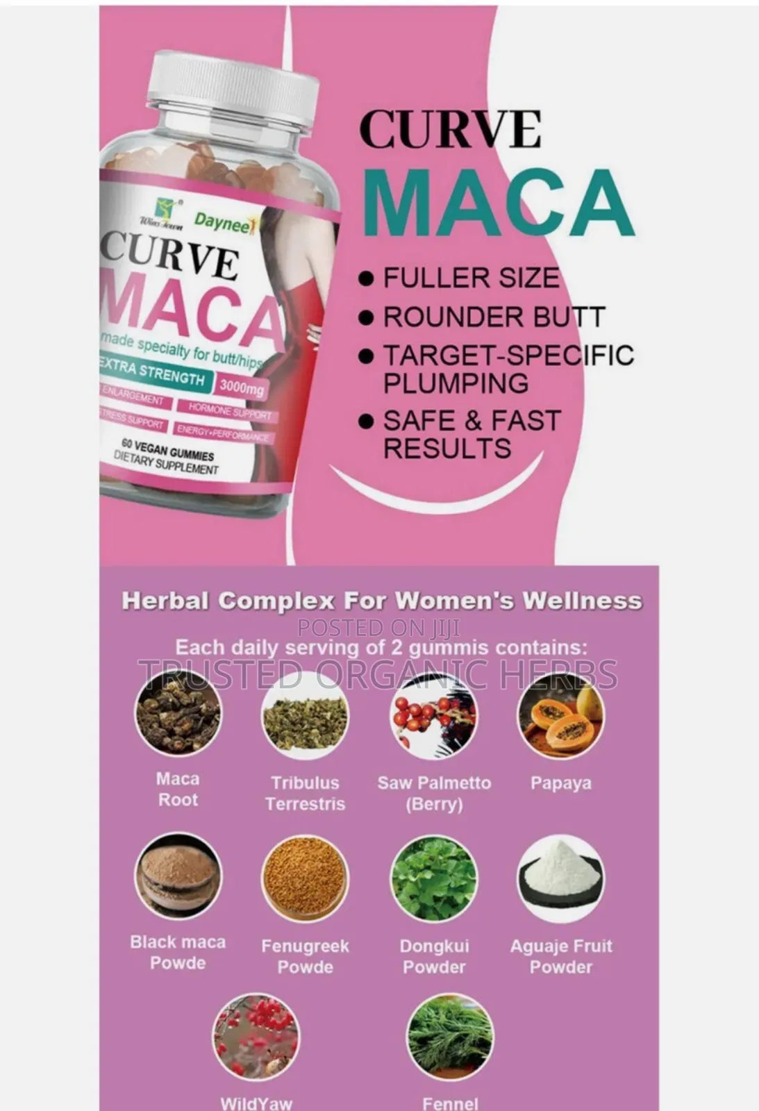 Curve Maca Gummies, 3000mg, Butt and Hips Enlargement
