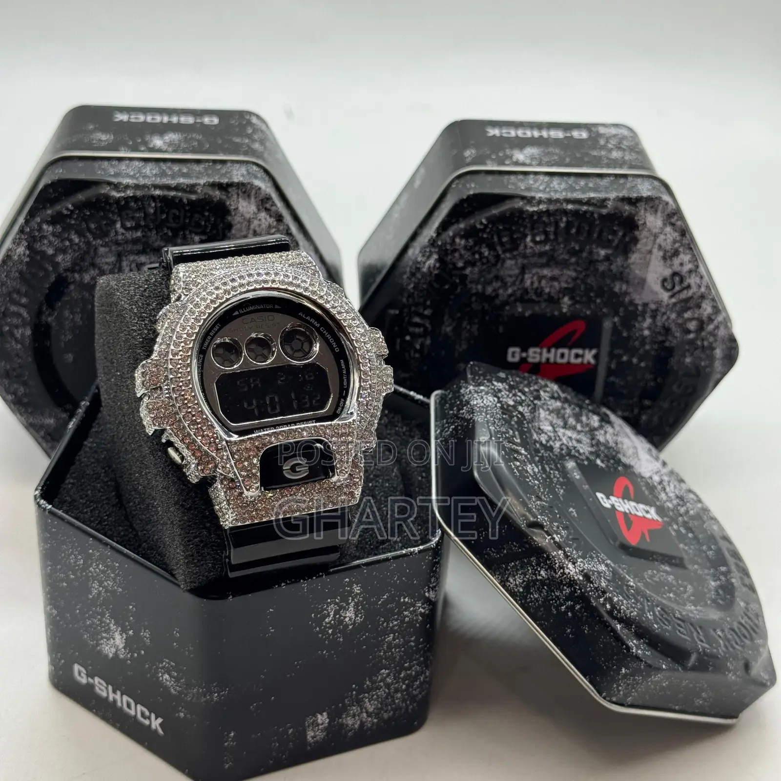 Gshock Digital Led Display Iced Bezel Luxury Sports Men’S Watch