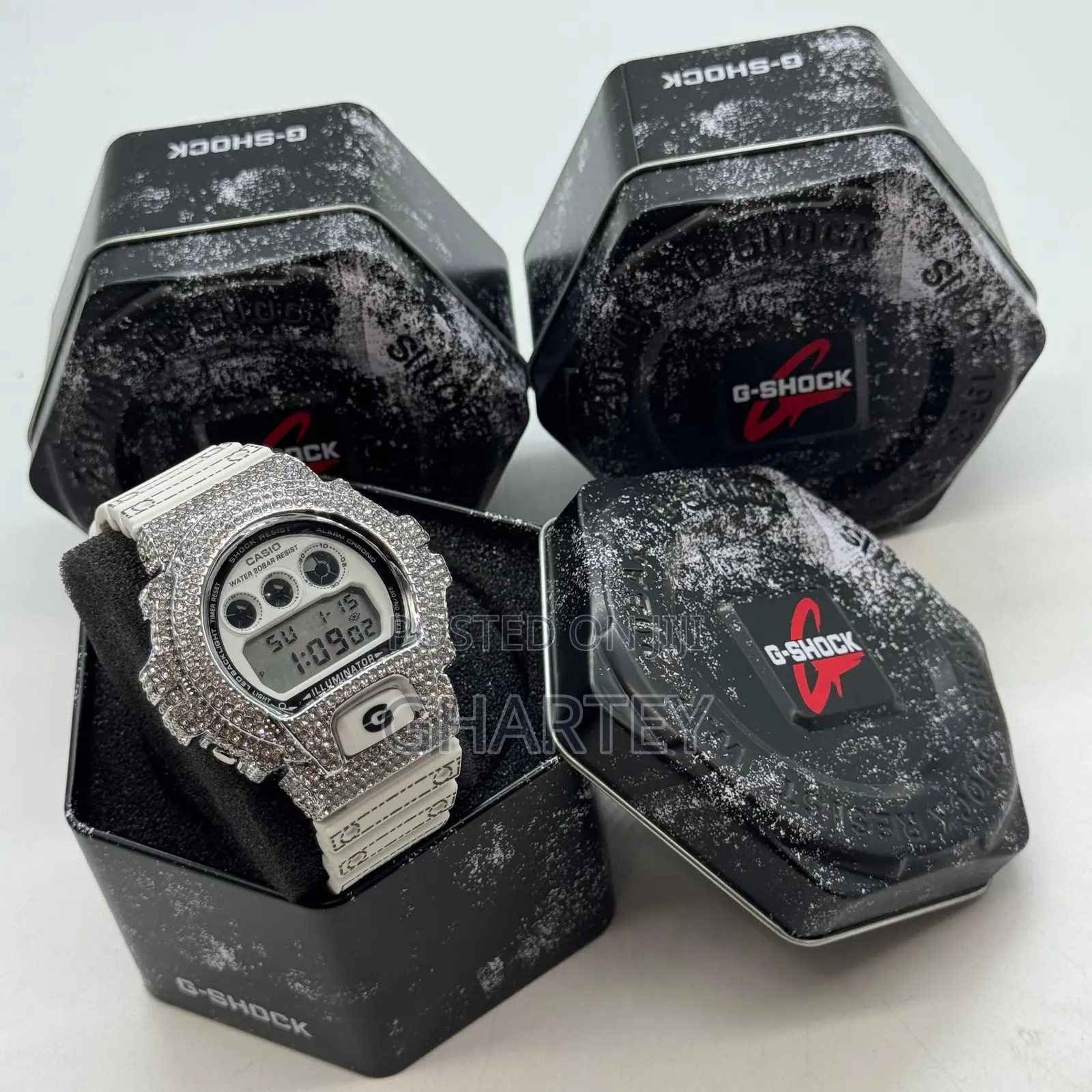 Gshock Digital Led Display Iced Bezel Luxury Sports Men’S Watch