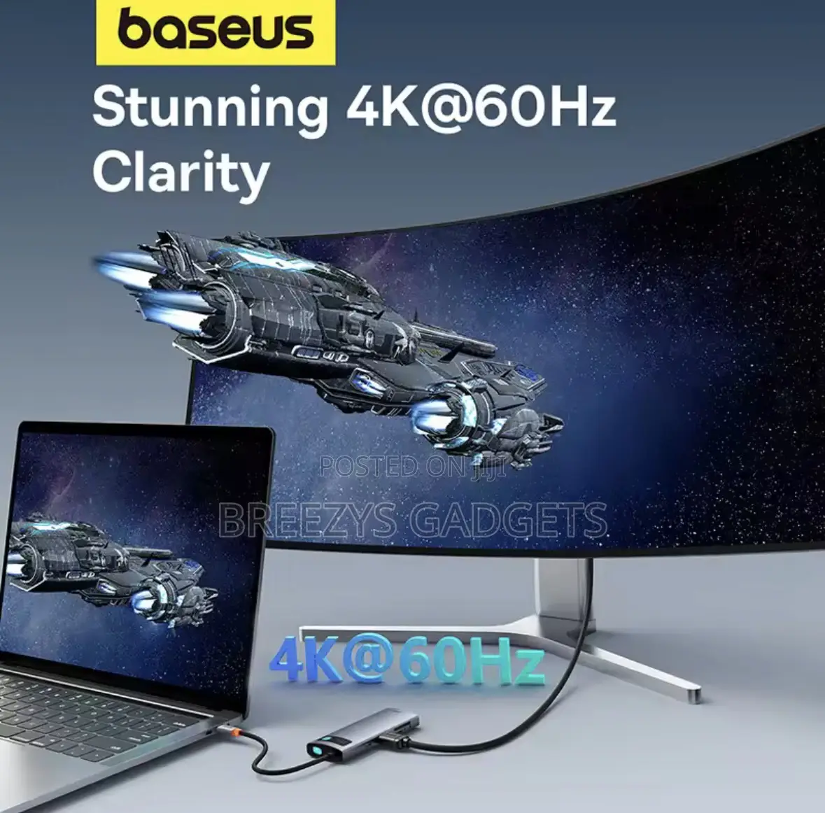 Baseus 7-in-1 Gen 2 Usb C Hub at 60hz Hdmi 3* Usb 3.0 Pd 100w Type C