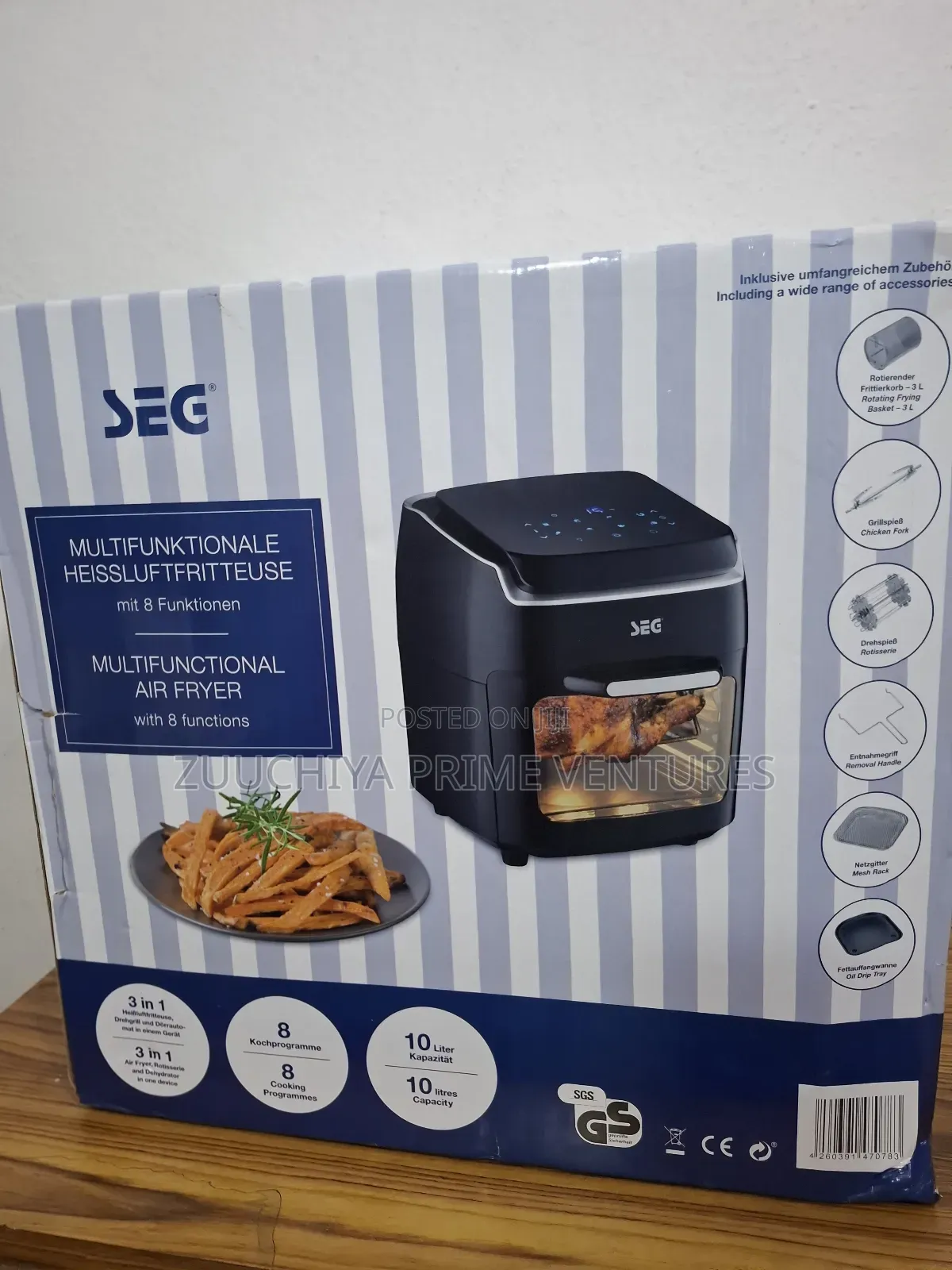 10.L 3-in-1 (S.E.G.) Air Fryer With 8 Functions From Germany