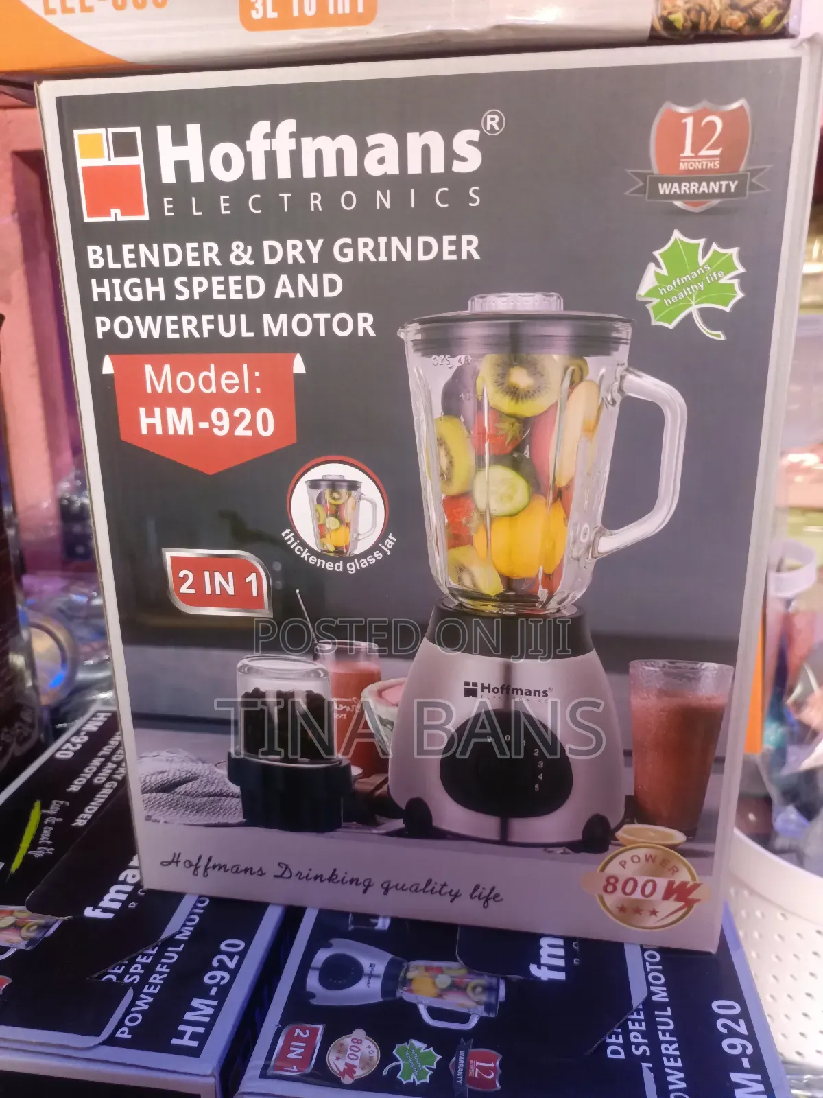 Hoffmans 2 in 1 Glass Blender