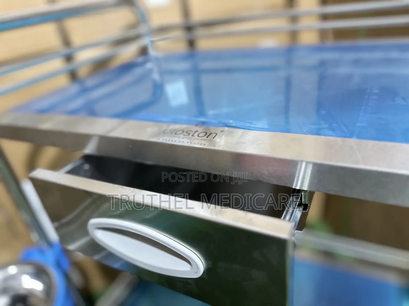 Two Steps Stainless Medicine Trolley( With Drawer)