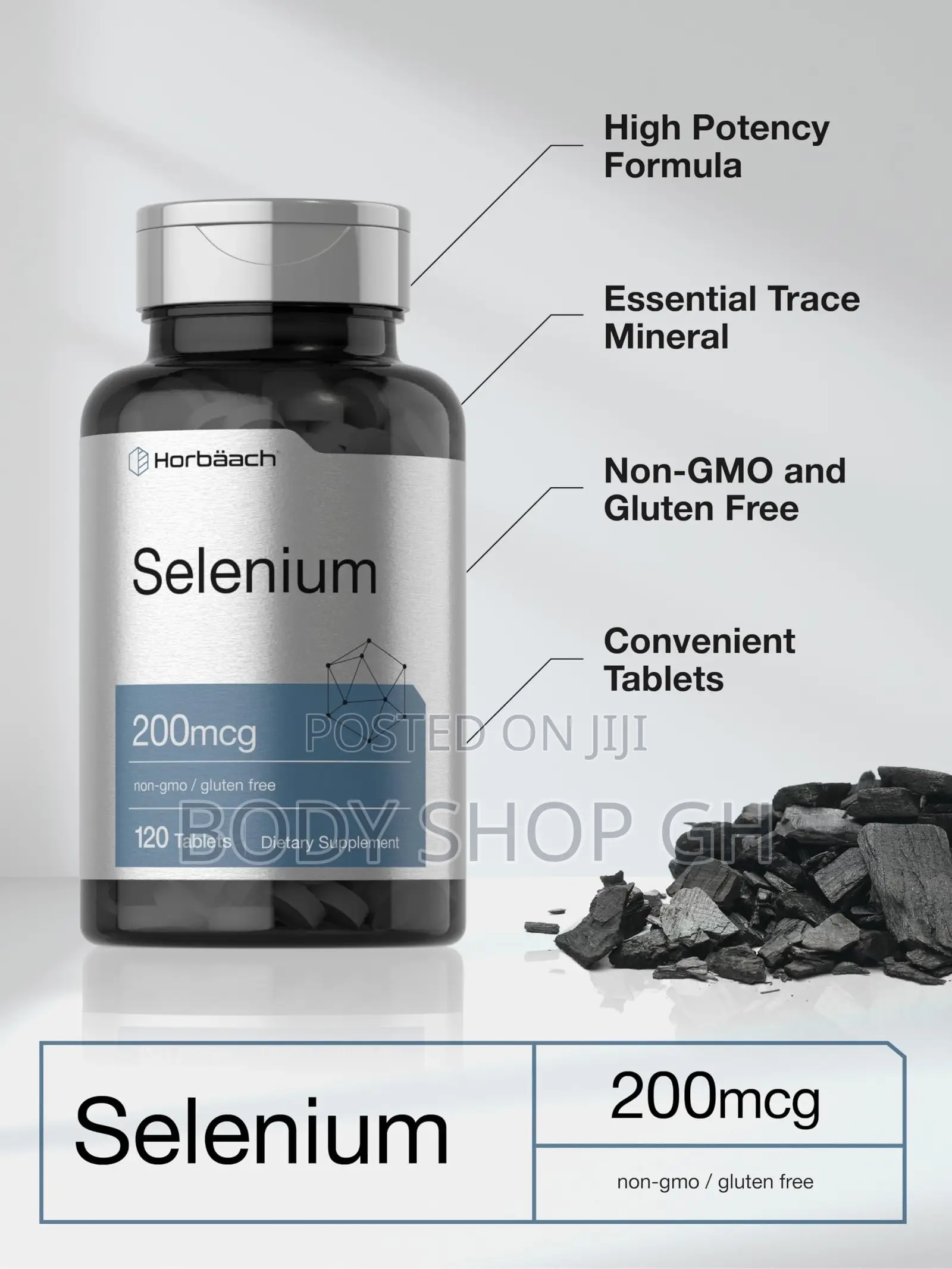 Horbäach Selenium Supplement for Women Men | 200mcg | 120 Tablets