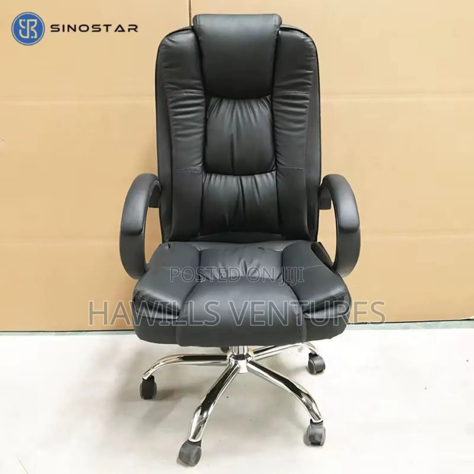 High Back Executive Chair in Black Pu Leather.