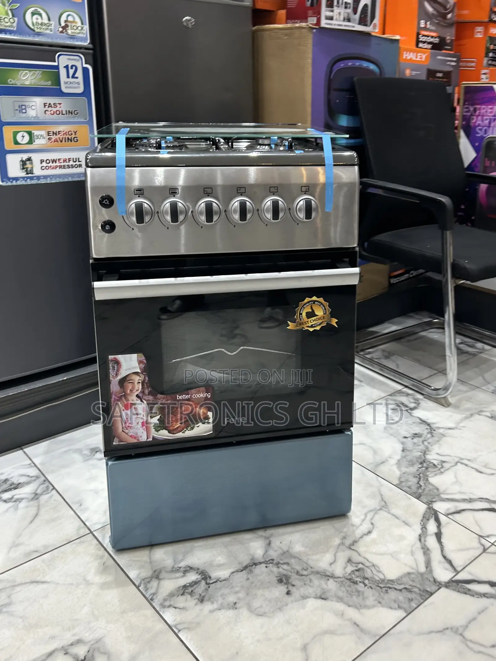 Exclusive Fast Ferre 60x60 Glass Lid Auto Ignition 4 Gas Cooker