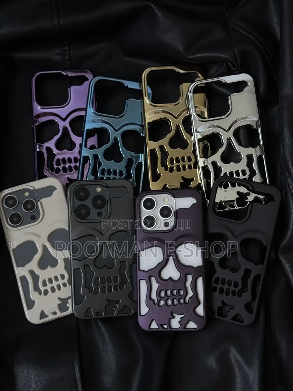 Luxury Matte Plating Metallic Skull Case for iPhone 15 and 16 Pro Max