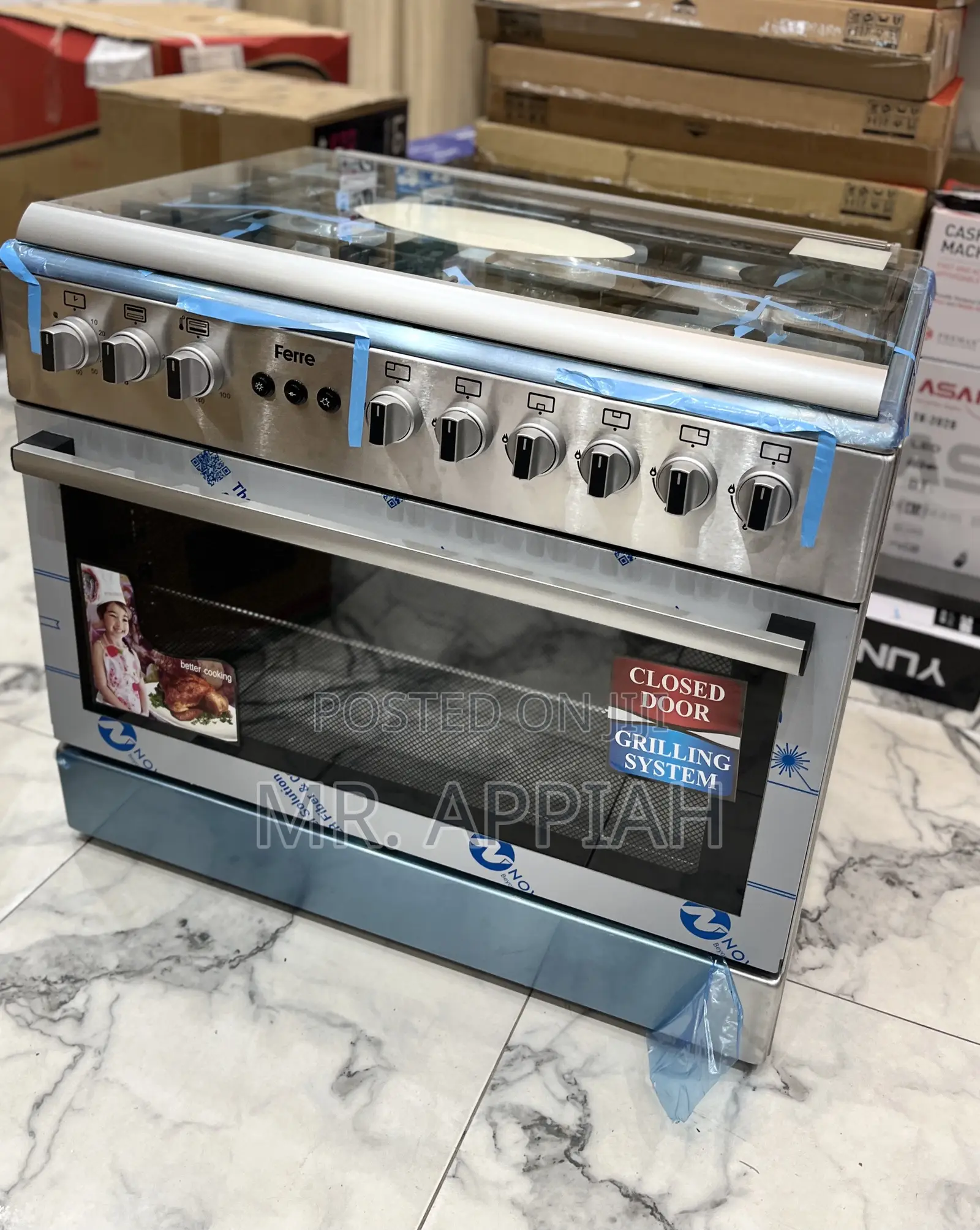 Sleek Ferre 60x90cm 4 Gas With 1 Electric Burner(Gray) 