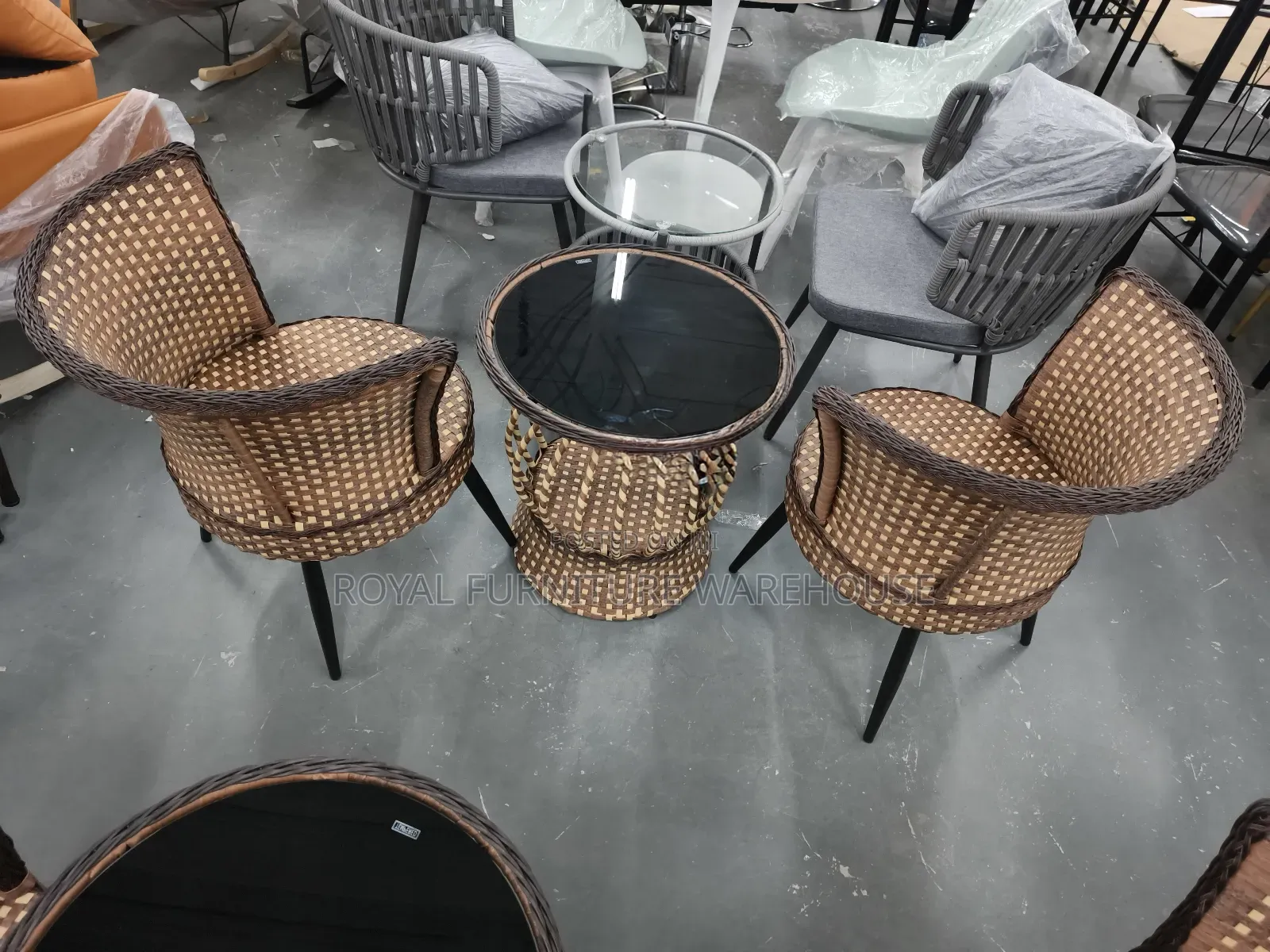 2 Seater Woven Rattan Patio Dining Set Set,(Xxz -52-61. 1+2)