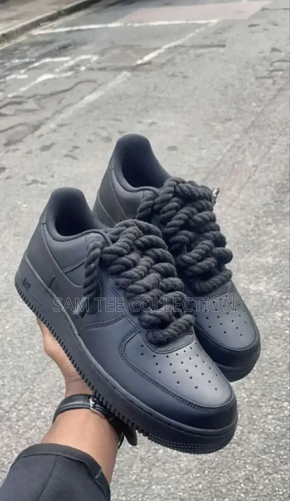 Big Lace Air Force 1, Premium All Black and All White.