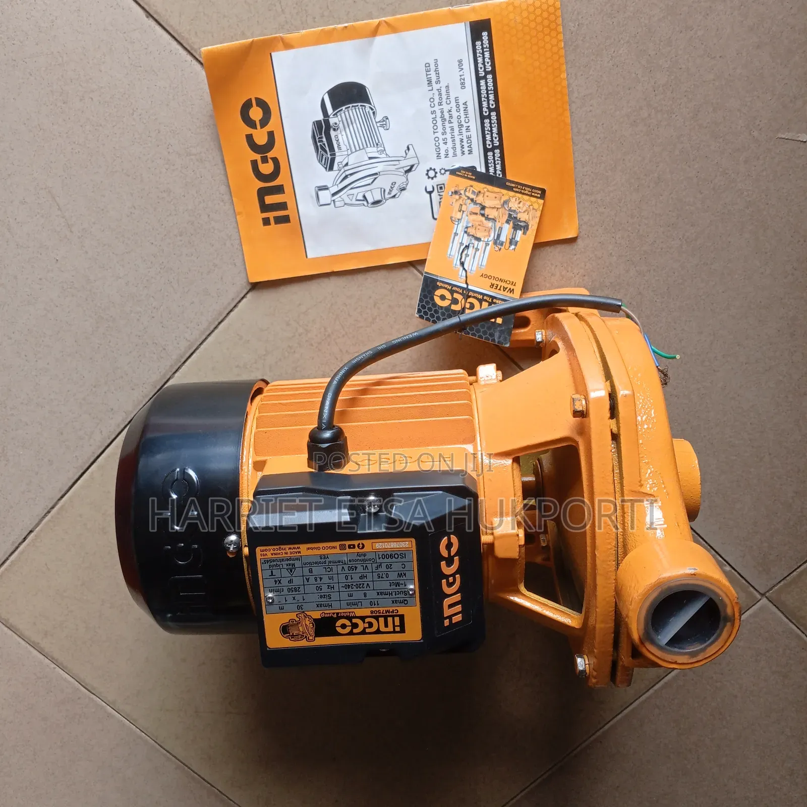 750w 1.0hp Ingco Centrifugal Water Pump (Brand New)
